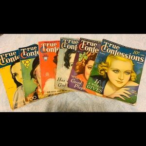 Set of six 1930s vintage true confessions magazine
